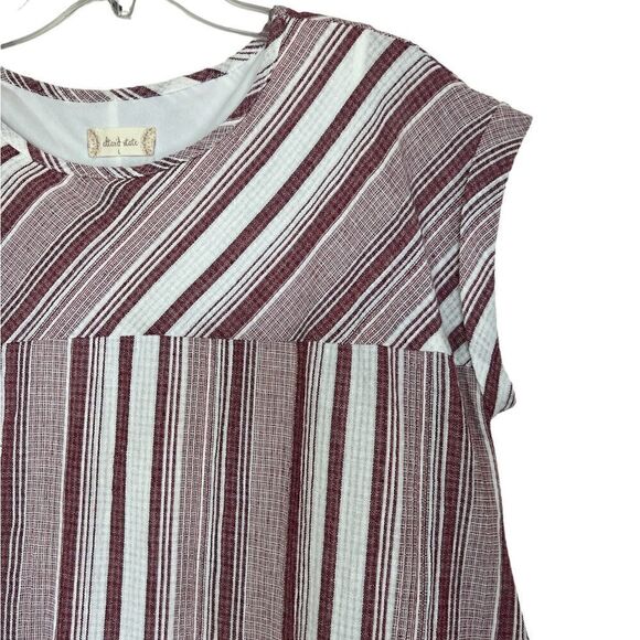 Altar’d State Maroon/White Striped Peasant A-Line Dress Size Large - Picture 5 of 8